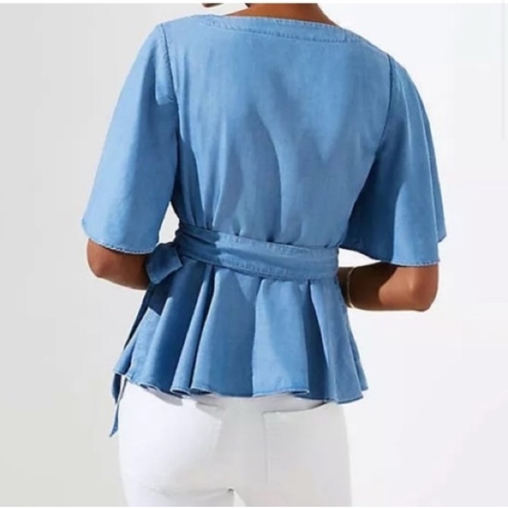 LOFT Light Blue Peplum Blouse